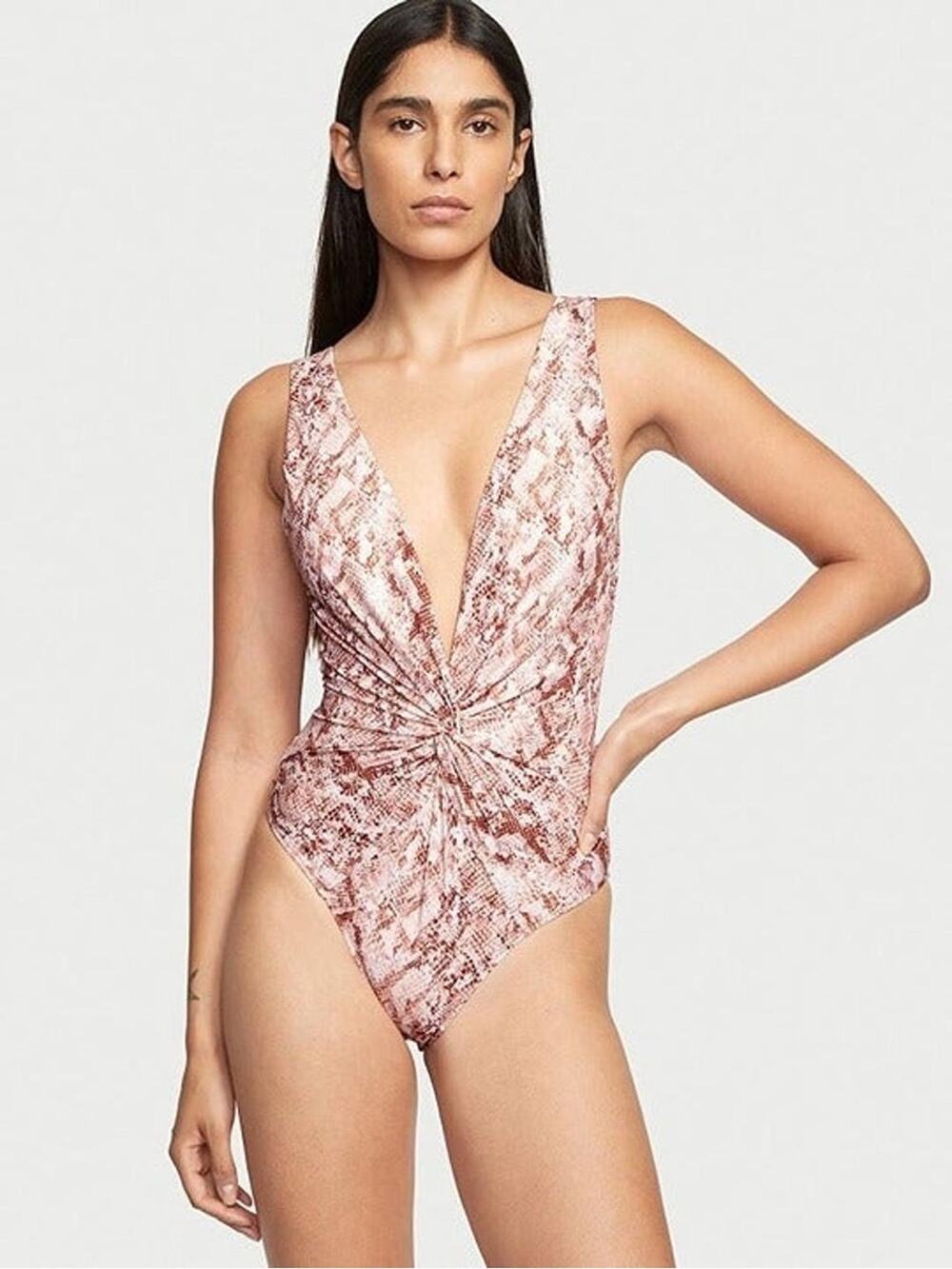 Victoria Secret Plunge Twist Snakeskin Print Swimsuit Size S